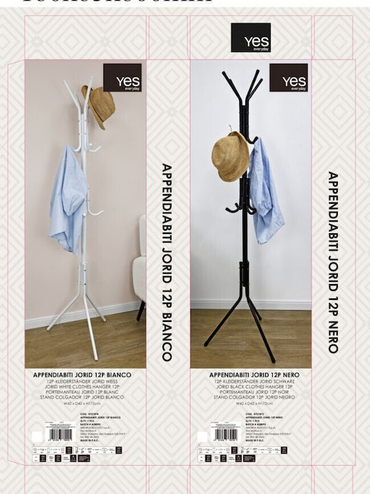 Bizzotto Metallic Coat Rack White 42x42x172cm