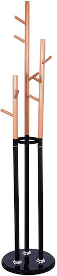Freebox Metallic Coat Rack Black Triple with 9 Hooks & Cement Base 37x37x173cm