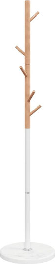 vidaXL Metallic Coat Rack White / Natural 37x37x172cm
