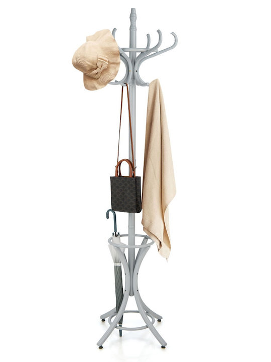 Costway Wooden Coat Rack with Umbrella Holder Gray 51x51x184cm
