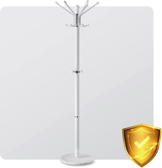 Massido Metallic White Freestanding Coat Rack Height 175cm
