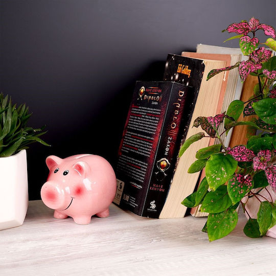 BigBuy Κουμπαράς Κεραμικός Γουρούνι Ροζ 11.5x9.1x9.1cm