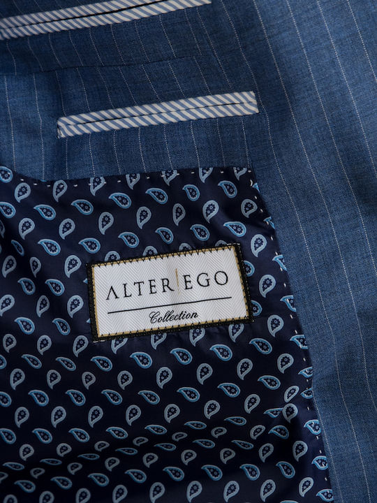 Summer Men's Suit with Slim Fit Striped Raf