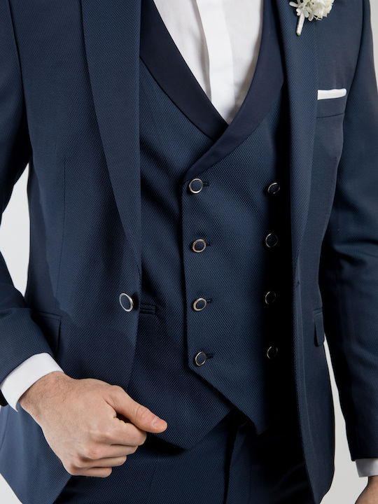 Men's Suit with Vest Blue