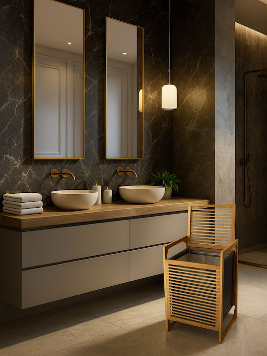 SteweHome Καλάθι Απλύτων Bamboo 60x40x61cm Κίτρινο SteweHome Καλάθι Απλύτων Bamboo 60x40x61cm Κίτρινο