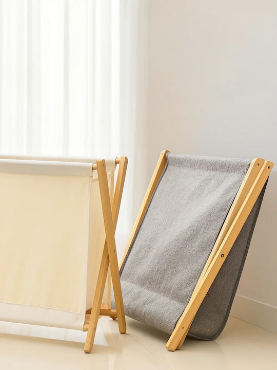 SteweHome Laundry Basket Bamboo Collapsible Grey