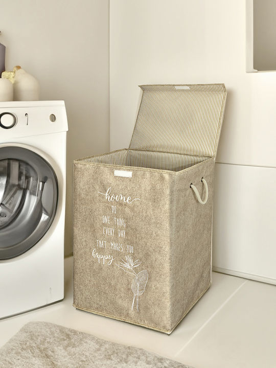 SteweHome Set Laundry Baskets Fabric with Lid 55x41x30cm Grey