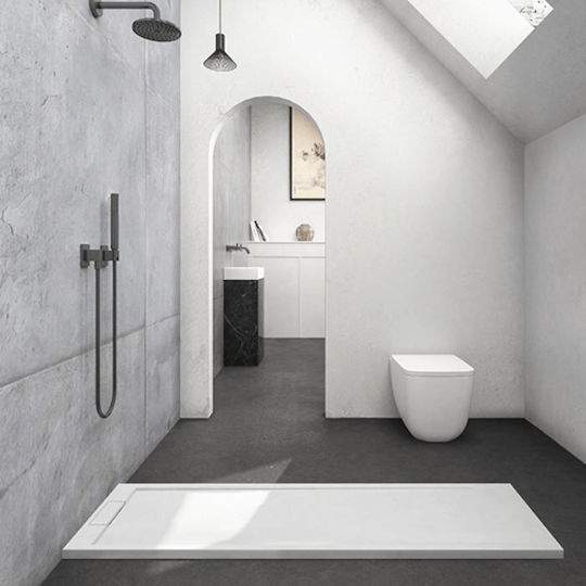 Karag Rectangular Acrylic Shower White Roccia 140x80x2.3cm
