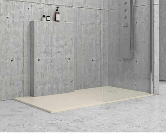 Karag Pietra Rechteckig Künstlicher Stein Dusche x140cm Cream