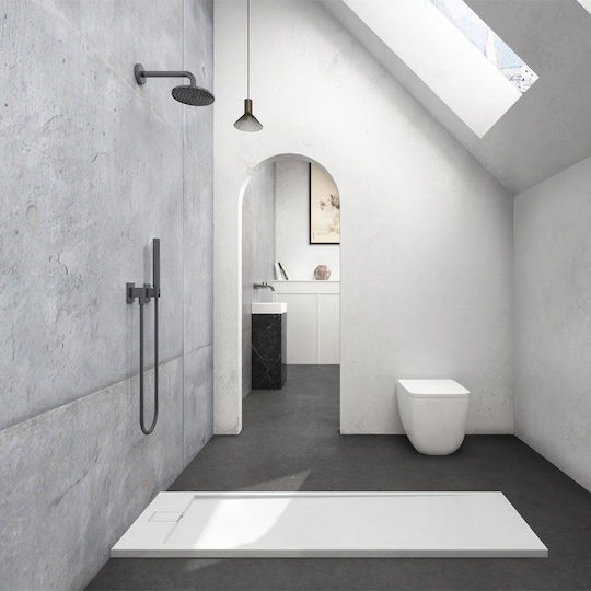Karag Rectangular Acrylic Shower White Roccia 100x70x2.3cm