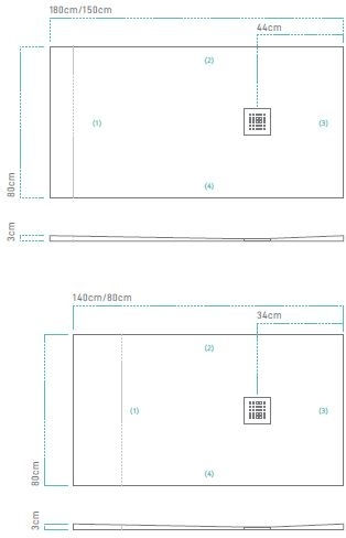 Sanitec Square Acrylic Shower White Flat 80x80x3cm
