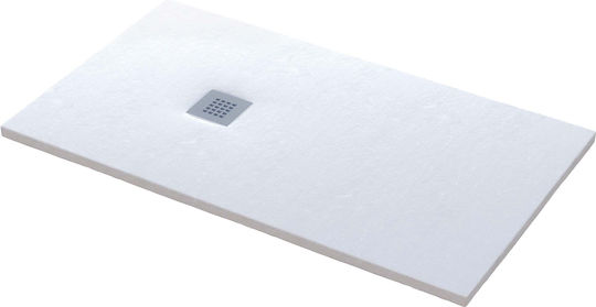 Sanitec Rectangular Shower Artificial Stone 80x90cm White