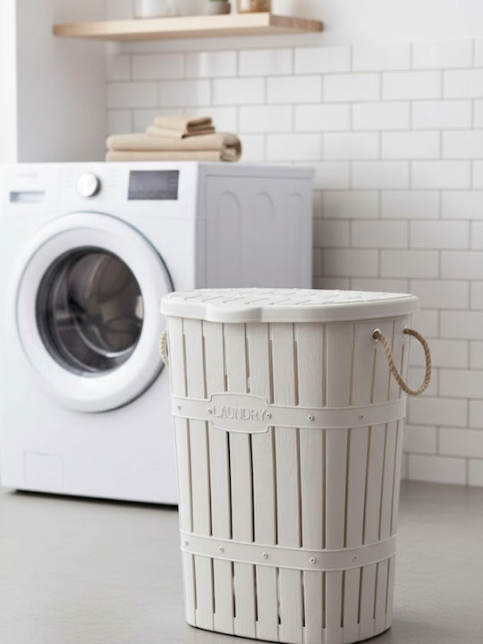 SteweHome Set Wicker Collapsible Laundry Baskets 65l White