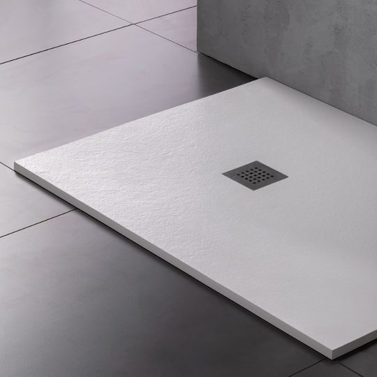 Sirene Slate Ορθογώνια Ακρυλική Ντουζιέρα 100x80cm Λευκή