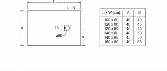 Sirene Slate Ορθογώνια Ακρυλική Ντουζιέρα 100x80cm Λευκή