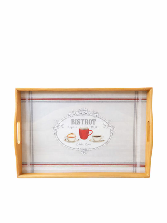 Wooden Rectangular Serving Tray with Handles 40x30cm 739368 1pcs