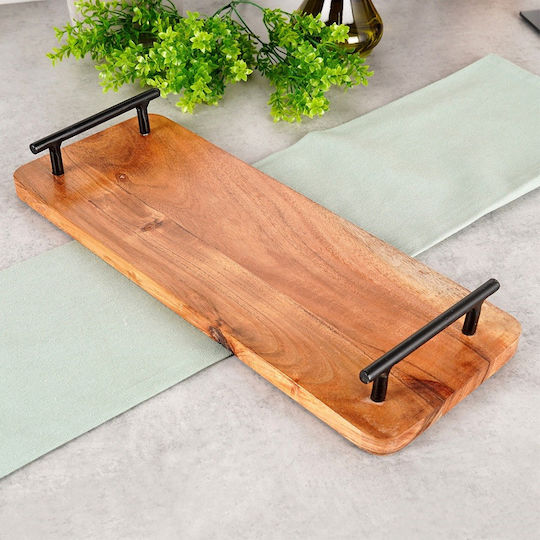 Excellent Houseware Метал Поднос за сервиране с Дръжки в Кафяв Цвят 40x15x5см 1бр