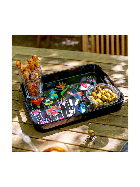 Pylones Serviertablett Aperitime Jardin Fleuri Kunststoff Rechteckig Serviertablett mit Griffen 33x26x4.5cm 1Stück