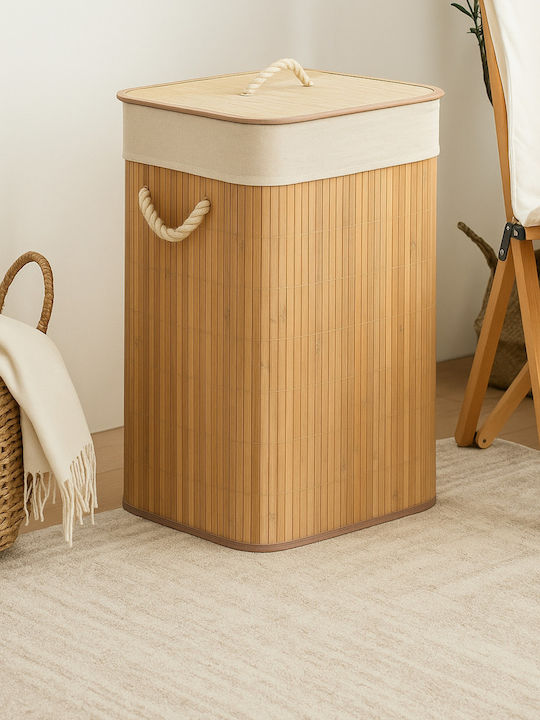 SteweHome Καλάθι Απλύτων Bamboo Πτυσσόμενο Μπεζ