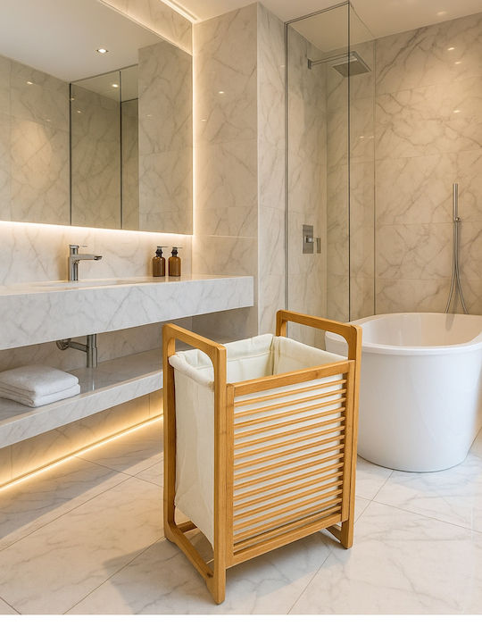 SteweHome Καλάθι Απλύτων Bamboo 90lt 60x40x61cm Κίτρινο SteweHome Καλάθι Απλύτων Bamboo 90lt 60x40x61cm Κίτρινο