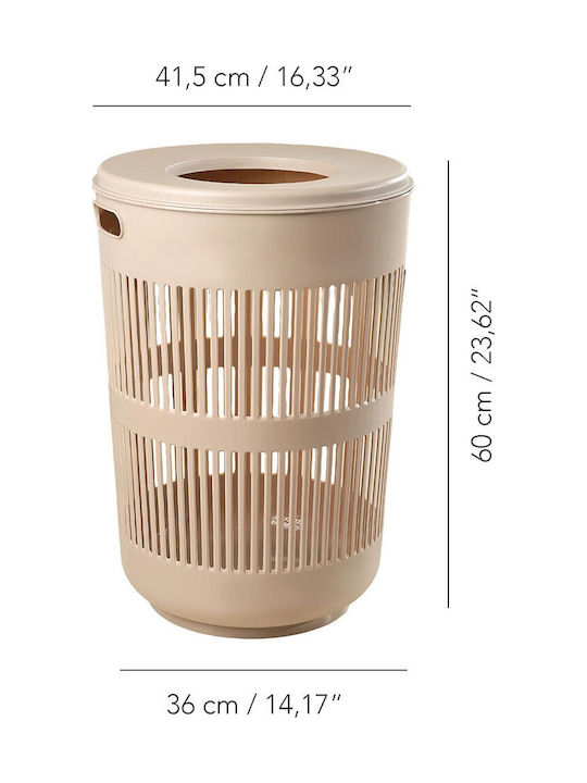 SteweHome Set Coșuri de Rufe din Plastic Pliabile 60l cu Capac 36x57x23.5cm Bej