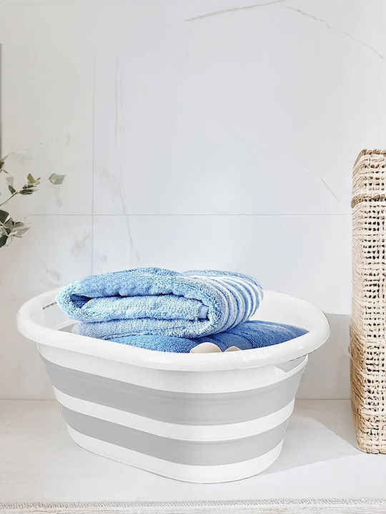 SteweHome Set Laundry Baskets Plastic Collapsible 60l with Lid 36x57x23.5cm Beige