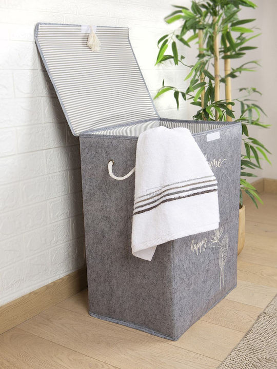 SteweHome Set Plastic Collapsible Laundry Baskets with Lid Grey