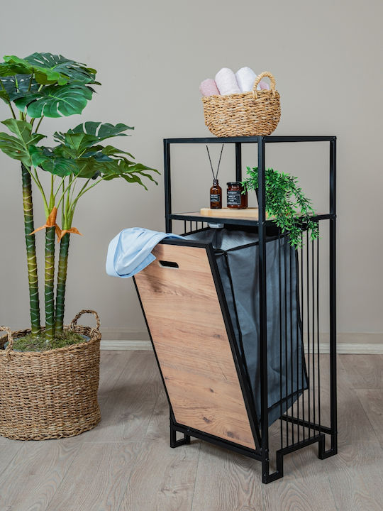 SteweHome Καλάθι Απλύτων Μεταλλικό 83lt με Καπάκι 40x35x40cm Μαύρο