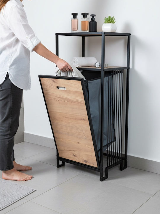 SteweHome Καλάθι Απλύτων Μεταλλικό 83lt με Καπάκι 40x35x40cm Μαύρο