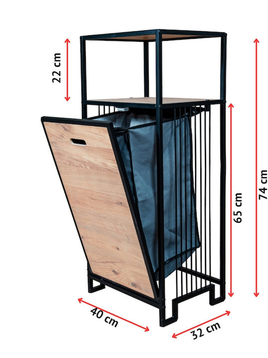 SteweHome Καλάθι Απλύτων Μεταλλικό 83lt με Καπάκι 40x35x40cm Μαύρο
