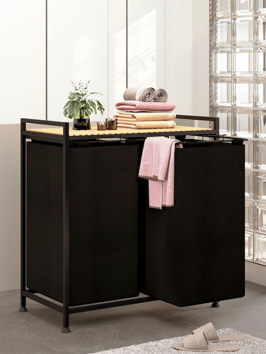 SteweHome Coș de Rufe Metalic 120l 60x66x70cm Negru