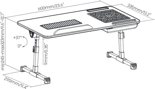 Brateck Stand for Laptop with 1 Fan White