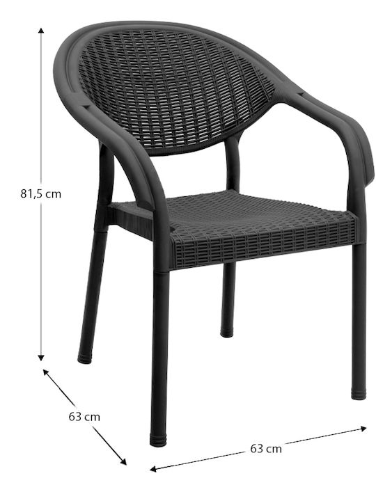Outdoor Polypropylene Armchair Black 63x63x81.5cm