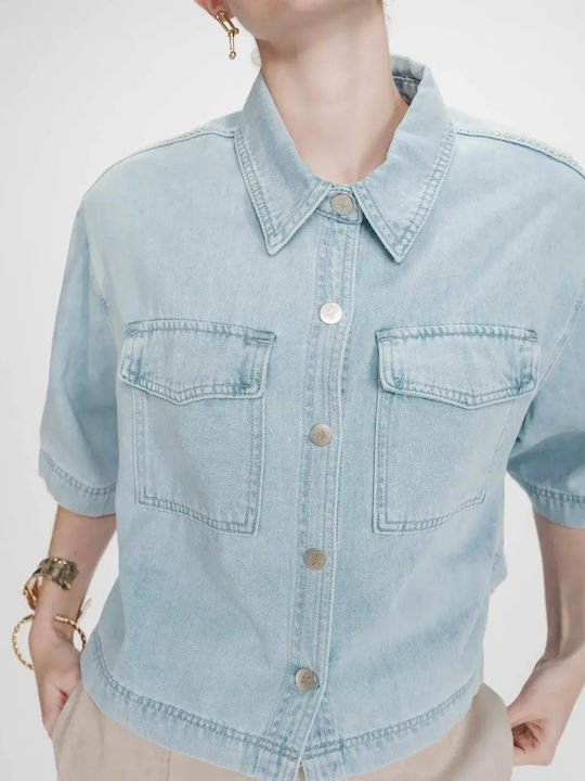 Дълъг Ръкав Дамска Дънкова Риза Denim