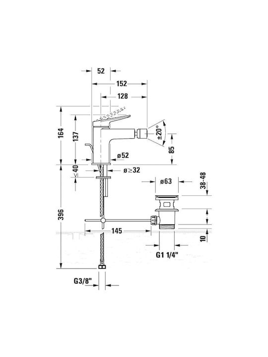 Duravit Μπαταρία Μπιντέ Μαύρη