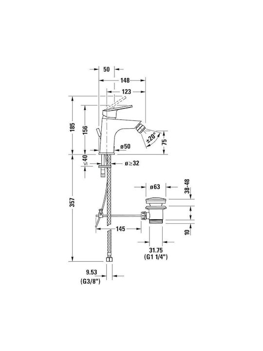 Duravit Μπαταρία Μπιντέ