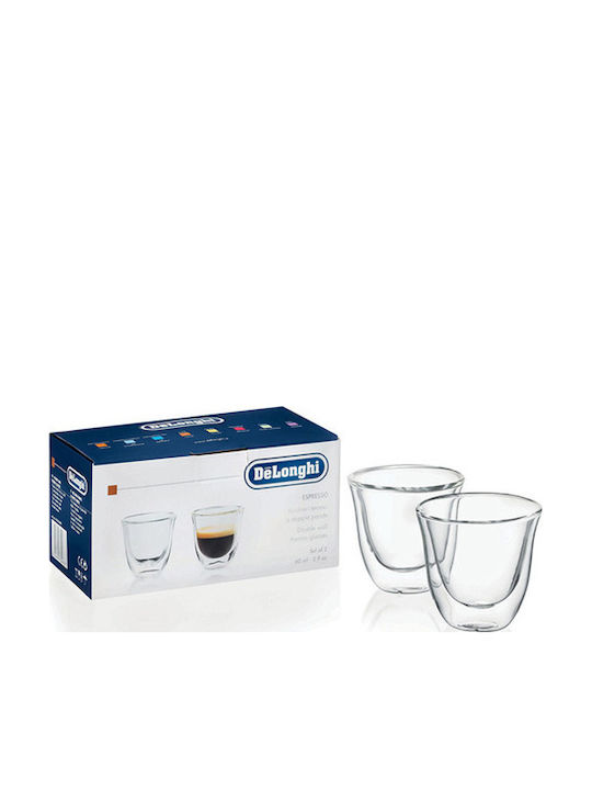 De'Longhi Set Tassen Espresso Glas Transparent 90ml 2Stück
