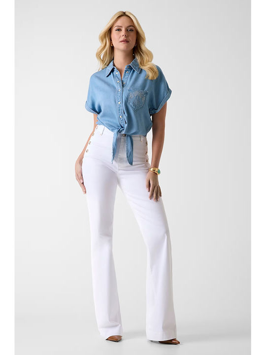 Langärmeliges Damen Denim Hemd Grau