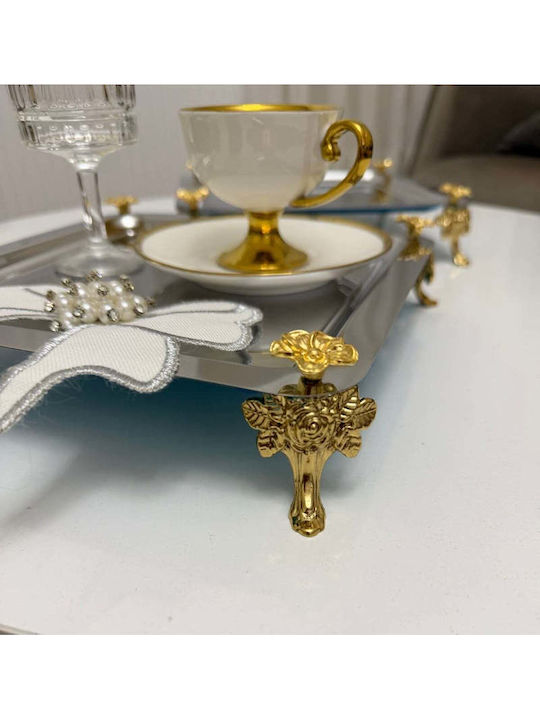 SteweHome Decorative Tray Metallic 22x22cm 2 Pieces