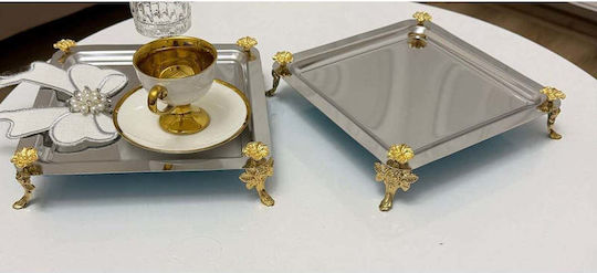 SteweHome Decorative Tray Metallic Square 22x22cm 2 Pieces