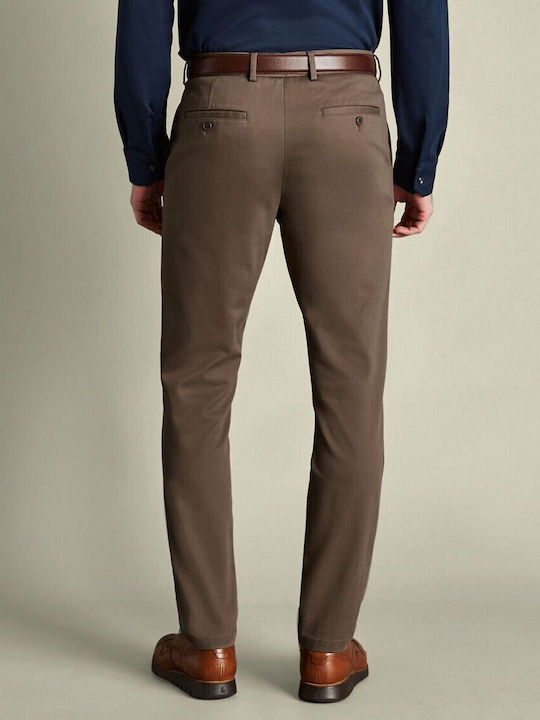 Men's Chino Trousers Elastic Slim Fit Brown TRC0274/Mocha