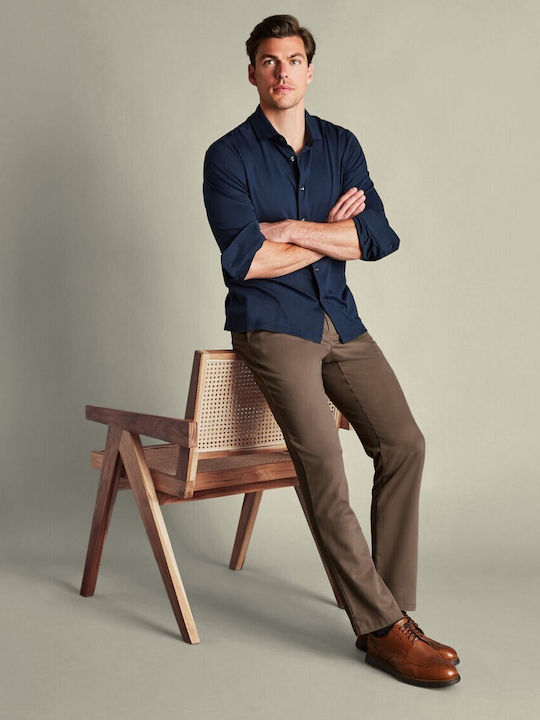 Men's Chino Trousers Elastic Slim Fit Brown TRC0274/Mocha