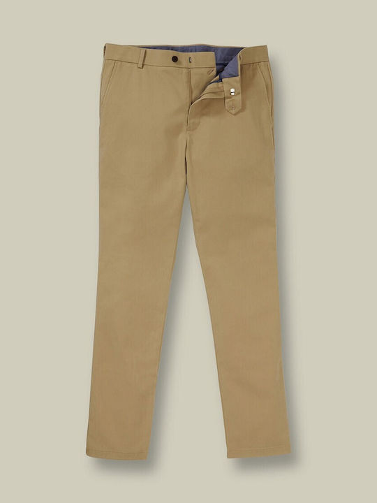 Men's Chino Trousers Elastic Slim Fit Light Brown