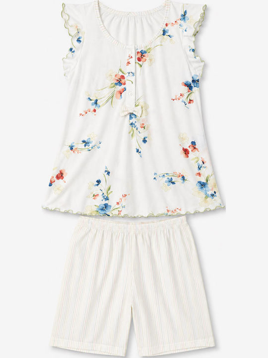Koyote Koyote Sommer Damen Schlafanzug Set Baumwollene Weiß