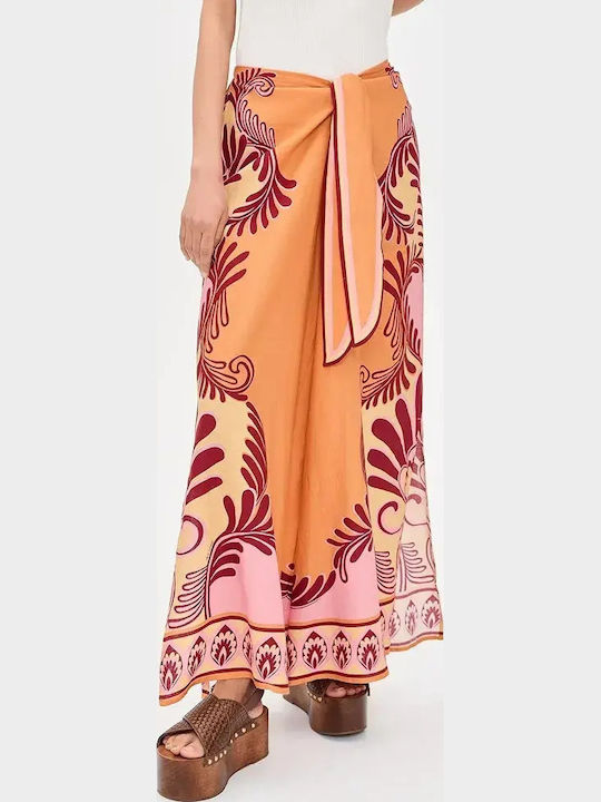 Women's Fabric Trousers Floral Yellow