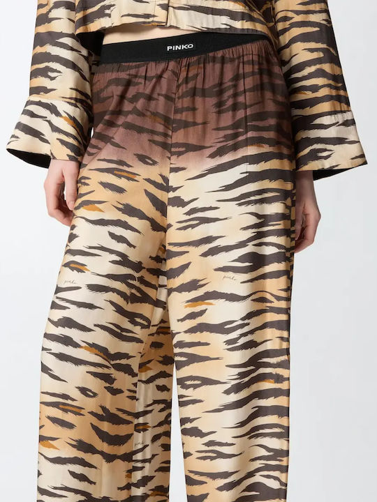 Pantalone Γυναικείο Υφασμάτινο Παντελόνι Ριγέ Multicolor