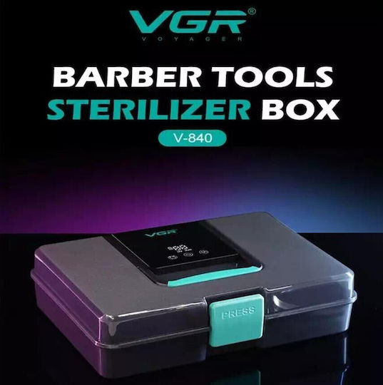 VGR V-840 UV & Ion Sterilizer Box Professional Tool Sterilization Box Barber LED Display 2500mAh Battery & Organizer
