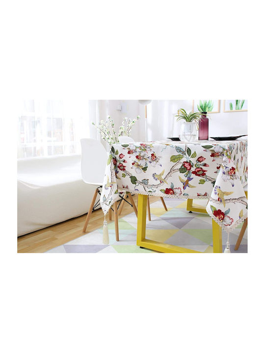 FRIPIA Linen Tablecloth With White Lace 140x200cm