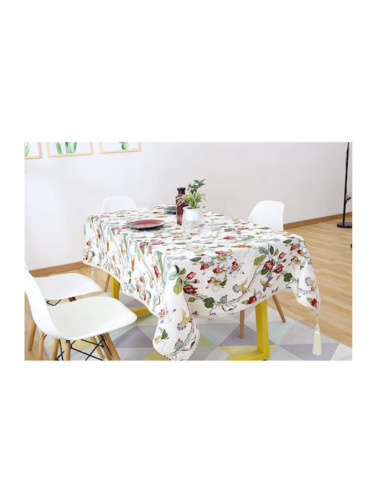 FRIPIA Linen Tablecloth With White Lace 140x200cm