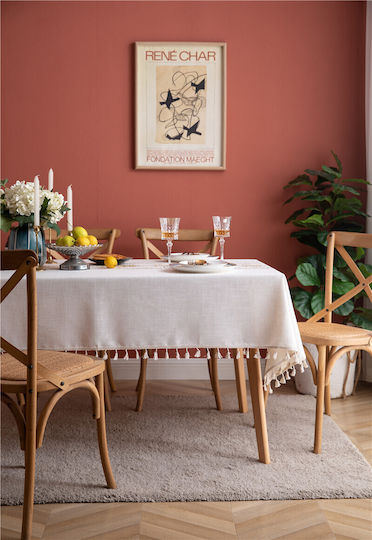 FRIPIA Linen Tablecloth With Ecru Embroidery 140x250cm